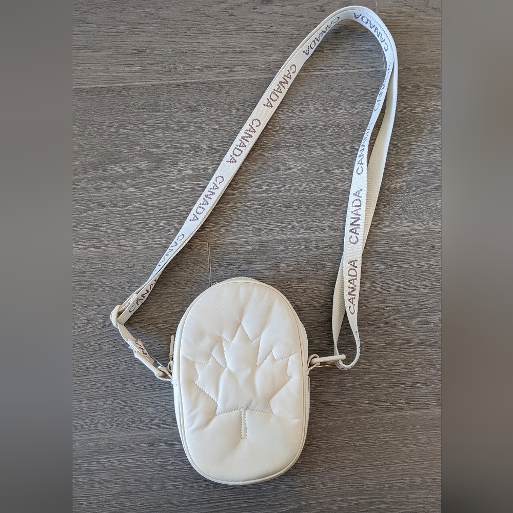 Lululemon Cream Crossbody Bag with Maple Leaf Design